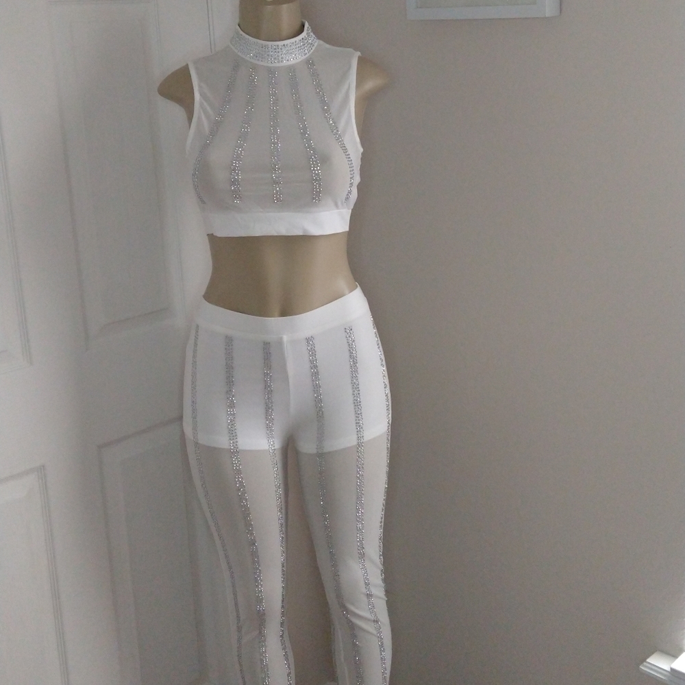 Rhinestone pants set